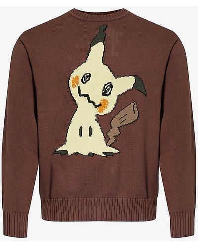 Market X Pokémon Mimikyu Graphic-knit Cotton Jumper - Brown