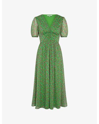 OMNES Raphaela Polka-dot Recycled-polyester Midi Dress - Green
