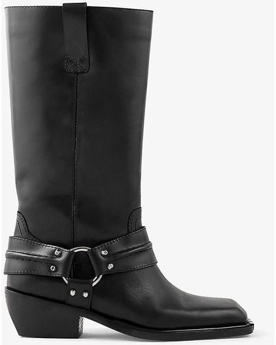 Sandro Sixten Buckle-embellished Leather Knee-high Boots - Black