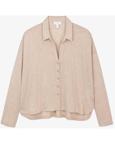 The White Company Oversize Cropped Woven-blend Shirt - Natural
