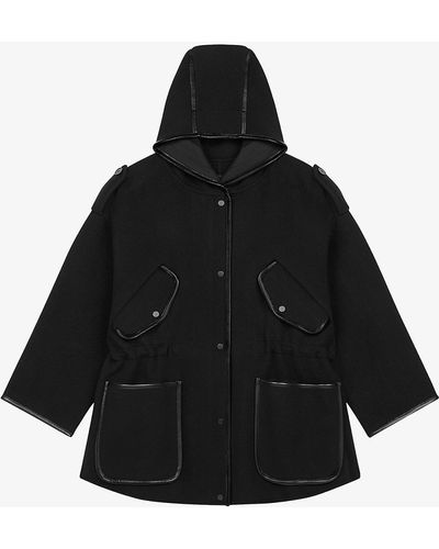 Maje Gangmille Oversized Wool-blend Jacket - Black