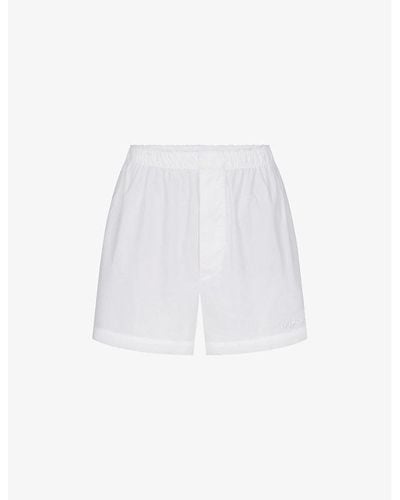 Skims Spa Relaxed-fit Cotton-poplin Pyjama Shorts - White