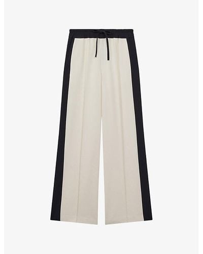Reiss May Elasticated-waist Side-stripe Woven Trousers 1 - Natural