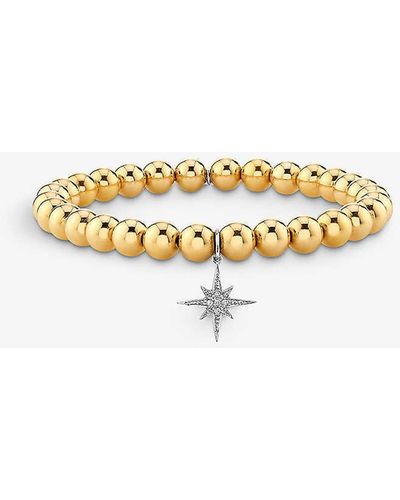 Sydney Evan Eternity Small 14ct Yellow-gold And 0.042ct Brilliant-cut Diamond Beaded Necklace - Metallic