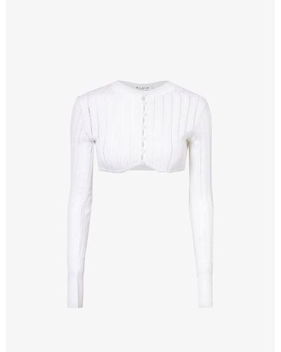 Alaïa Slim-fit Round-neck Knitted Cardigan - White