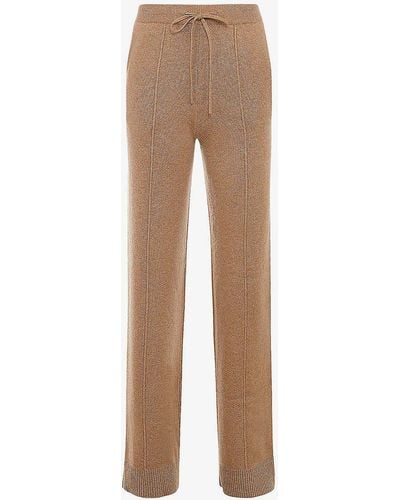House Of Cb Yalina Elasticated-waist Straight-leg High-rise Stretch-knit Trouser - Natural