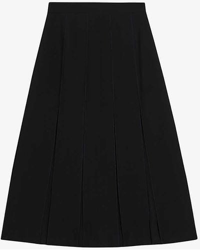 Ted Baker Addelia Sheer-panel High-rise Woven Midi Skirt - Black