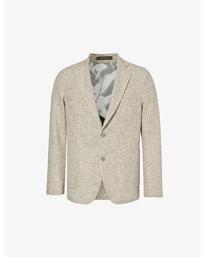 Oscar Jacobson Ferry Patch-pocket Single-breasted Cotton-blend Blazer - Natural