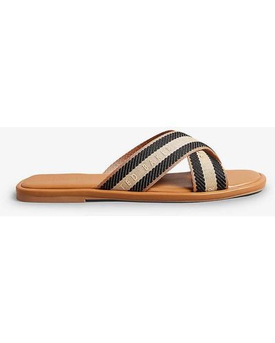 Ted Baker Ashika Logo-print Cross-strap Woven Sandals - Brown
