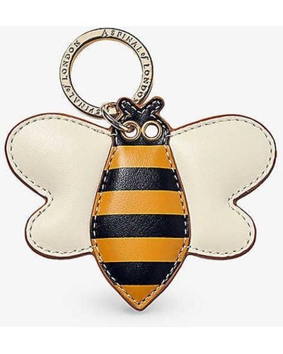 Aspinal of London Bee Logo-embellished Leather Keyring - Metallic