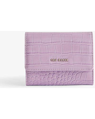 Ted Baker Conilya Croc-embossed Faux-leather Card Holder - Purple