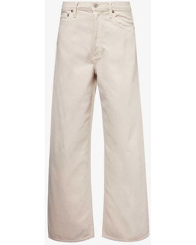 Agolde Low Slung Wide-leg Mid-rise Recycled-denim Jeans - Natural