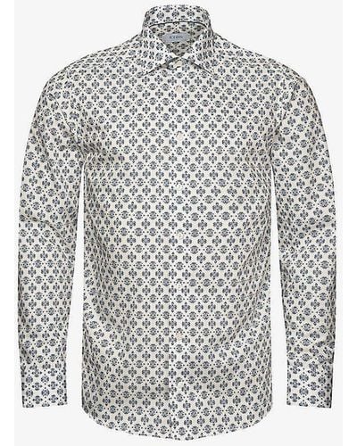 Eton Medallion-print Slim-fit Cotton And Lyocell Shirt - Grey