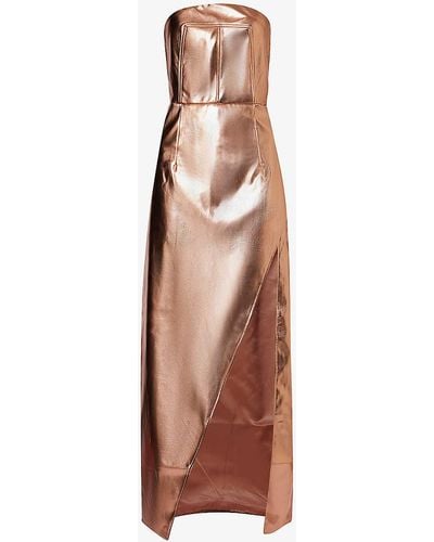 Amy Lynn Metallic Sleeveless Faux-leather Maxi Dress