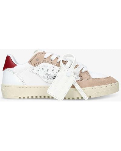 Off-White c/o Virgil Abloh 5.0 Brand-print Leather And Textile Low-top Trainers - Natural