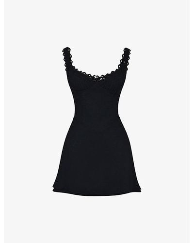 House Of Cb Tilly Corset-bodice Linen-blend Mini Dress - Black