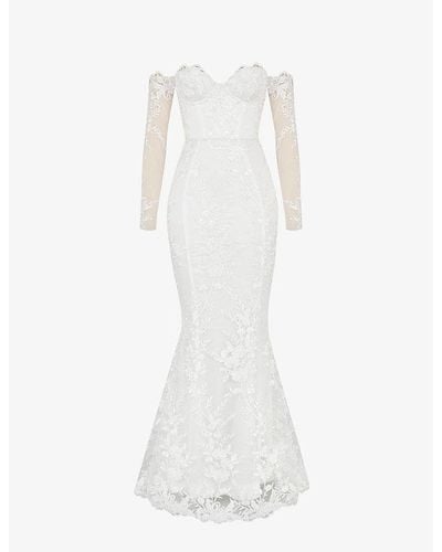 House Of Cb Isabelle Floral-lace Bridal Gown - White