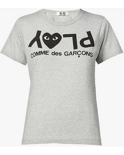 COMME DES GARÇONS PLAY Reverse Logo-print Cotton-jersey T-shirt - Grey