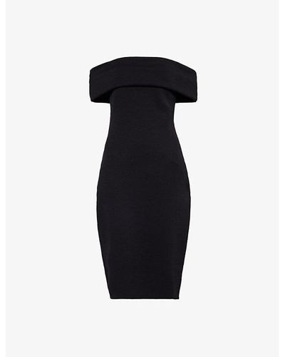 Bottega Veneta Off-shoulder Stretch-woven Midi Dress - Black