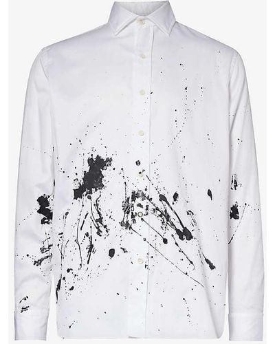 GALLERY DEPT. Collins Paint-splattered Relaxed-fit Cotton-poplin Shirt - White