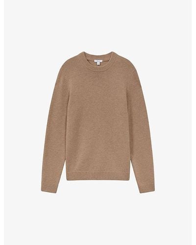 Reiss Avon Long-sleeve Regular-fit Wool-blend Sweater - Natural