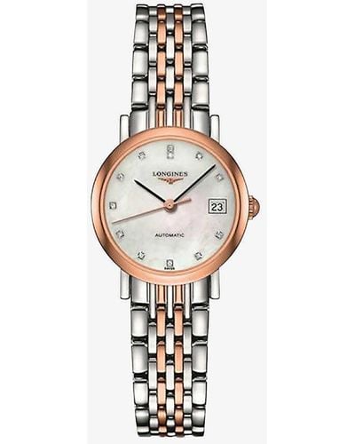 Longines Elegant L4.309.5.87.7 Stainless Steel, Rose Gold And Diamond Watch - White