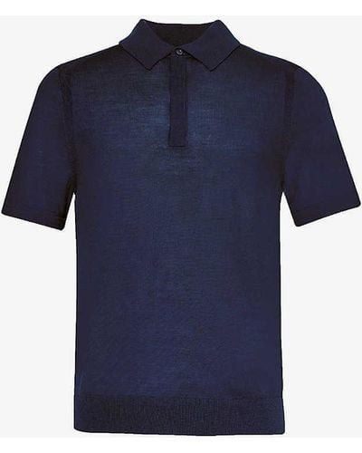 Paul Smith Concealed-placket Regular-fit Wool Polo Shirt - Blue
