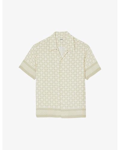 Sandro Graphic-print Loose-fit Woven Shirt - White