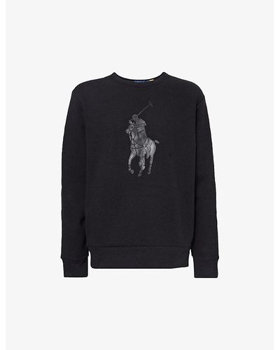 Polo Ralph Lauren Logo Patch-embroidered Cotton-blend Sweatshirt Xx - Black