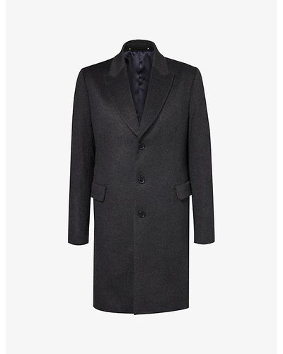 Paul Smith Single-breasted Brushed Wool And Cashmere-blend Coat - Black