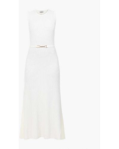 Gabriela Hearst Meier Belted Slim-fit Wool-blend Knitted Maxi Dress - White