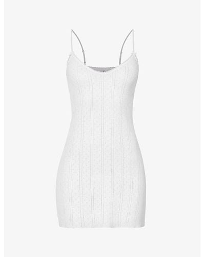 Cou Cou Intimates Pointelle Sleeveless Organic-cotton Mini Dres - White