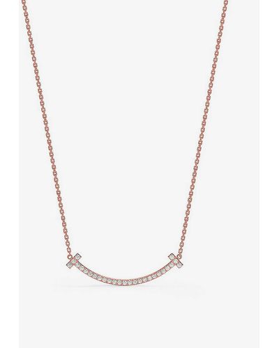 Tiffany & Co. Tiffany T Smile 18ct Rose-gold And Diamond Necklace - White