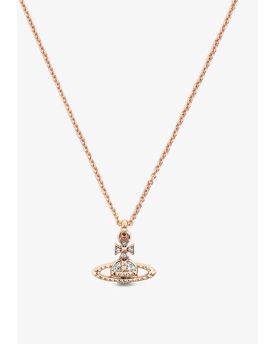 Vivienne Westwood Mayfair Bas Relief Rose Gold And Rhodium-plated Brass And Crystal Pendant Necklace - Metallic