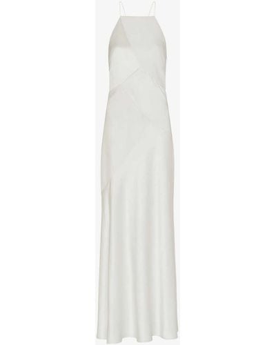 Whistles Eileen High-neck Silk Maxi Wedding Dress - White