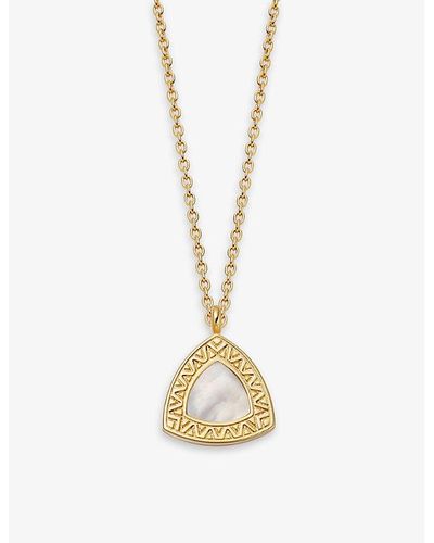 Astley Clarke Polaris Trillion 18ct Yellow Gold-plated Vermeil Sterling-silver And Pearl Locket Necklace - Metallic
