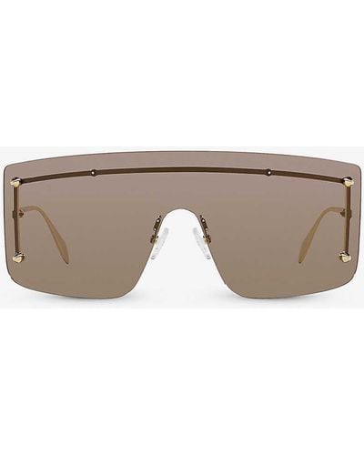 Alexander McQueen Am0412s Shield-frame Metal Sunglasses - Grey