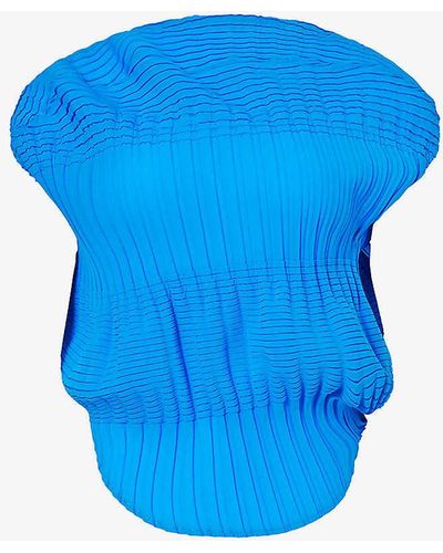 Issey Miyake Aerate Pleated Knitted Top - Blue