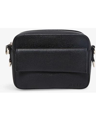 Reiss Clea Leather Camera Bag - Black