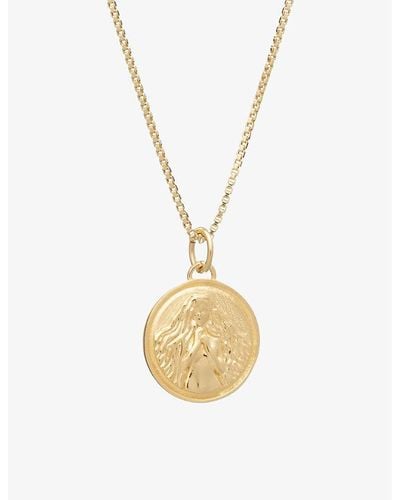 Rachel Jackson Zodiac Coin Virgo Short 22ct -plated Sterling Silver Necklace - Metallic