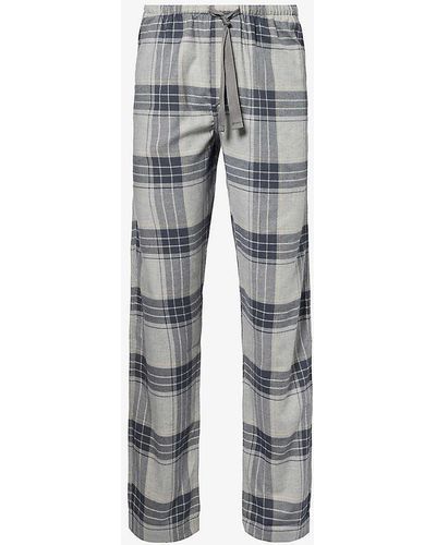 Zimmerli of Switzerland Check-pattern Slip-pocket Cotton And Wool-blend Pyjama Bottoms - Grey
