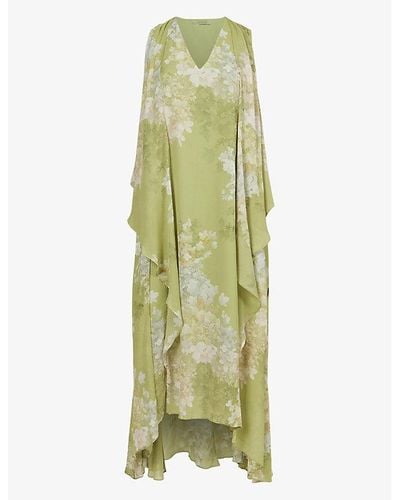 AllSaints Venetia Floral-print Woven Maxi Dress - Green