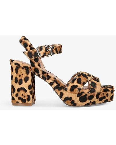 Carvela Kurt Geiger Serafina Leopard-print Heeled Leather Sandals - Metallic