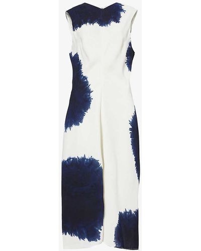 Proenza Schouler Ella Graphic-print Woven Maxi Dress - Blue