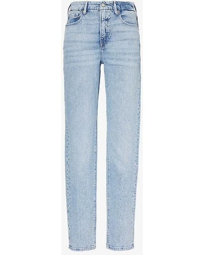 GOOD AMERICAN Classic Slim-fit Tapered-leg High-rise Stretch-denim Blend Jeans - Blue