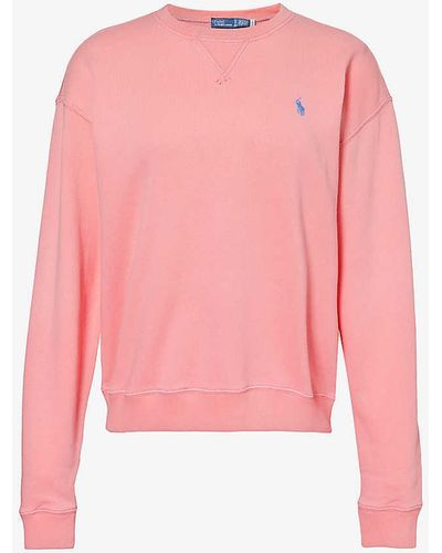 Polo Ralph Lauren Logo-embroidered Cotton-jersey Sweatshirt - Pink