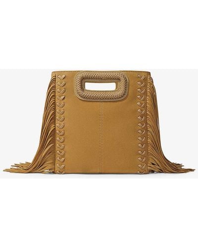 Maje Fringe-embellished Leather Shoulder Bag - Natural