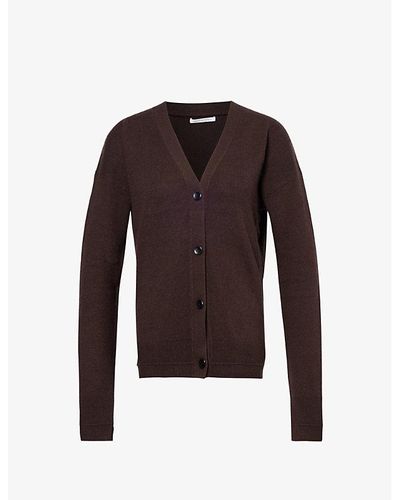 Maria McManus Boyfriend Brushed-texture Recycled Cashmere And Organic Cotton Knitted Cardigan - Purple
