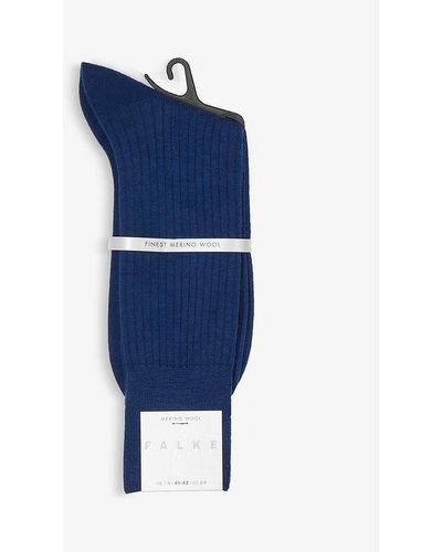 FALKE No7 Ribbed Merino Wool Socks - Blue