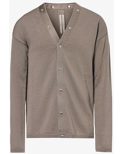 Rick Owens Peter Relaxed-fit Wool-knit Cardigan X - Brown